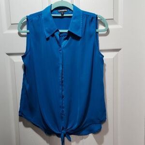 Express Women's Vibrant Blue Button-Down Blouse